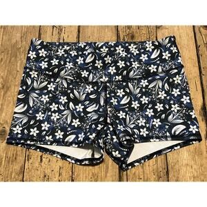 Tough Mode Women’s Size L Blue Floral 3” Athletic Compression Short NWOT